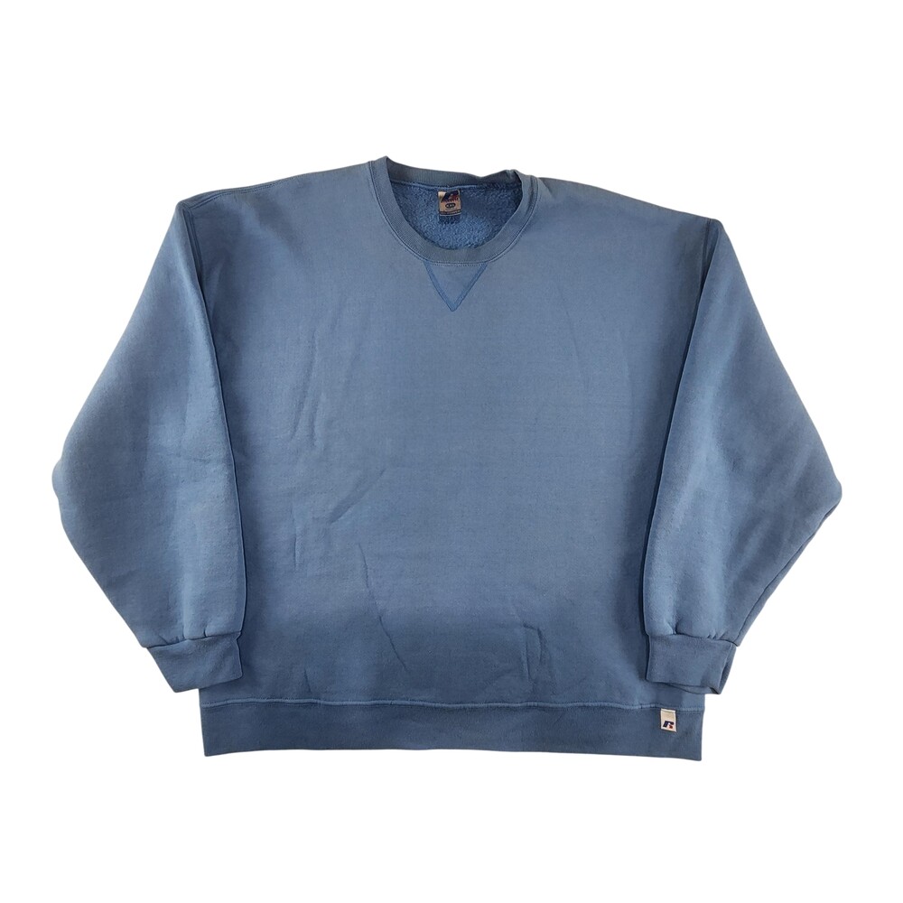 Russell Athletic Sweatshirt 2XL Blue Crewneck Fleece Pullover Dri Power Blank